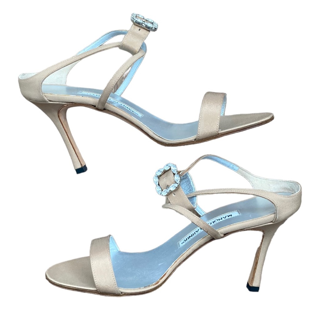 Manolo Blahnik Trampa Crepe Stiletto Sandals